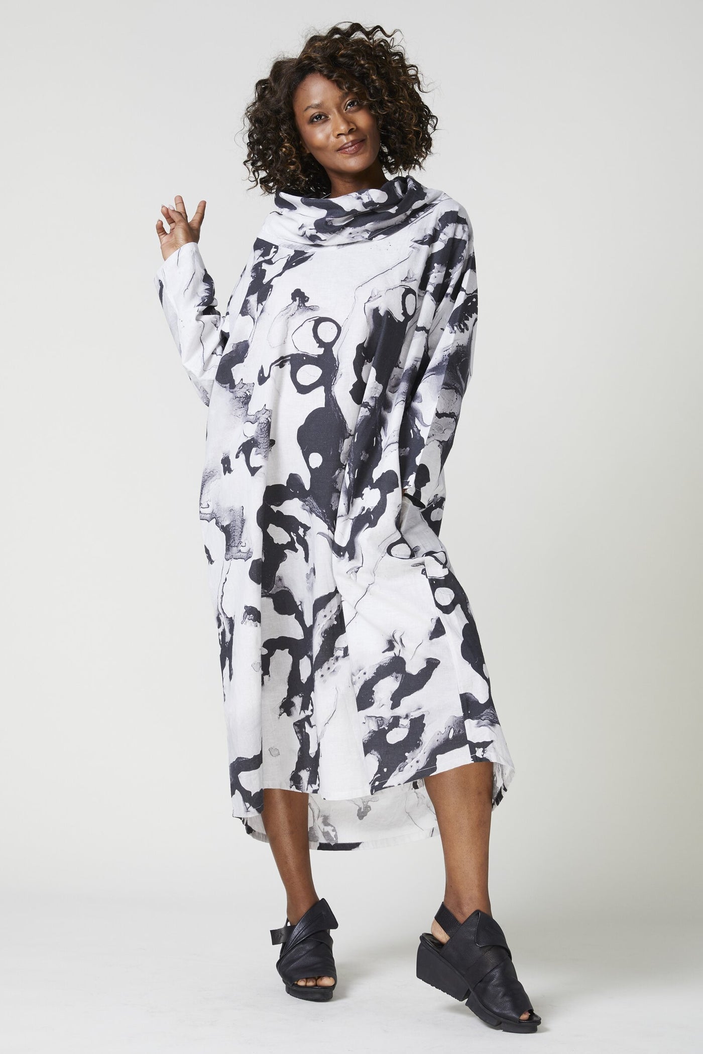 Long Sleeve Cowl Neck Dress