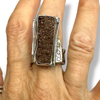 Petrified Wood Druzy Statement Ring