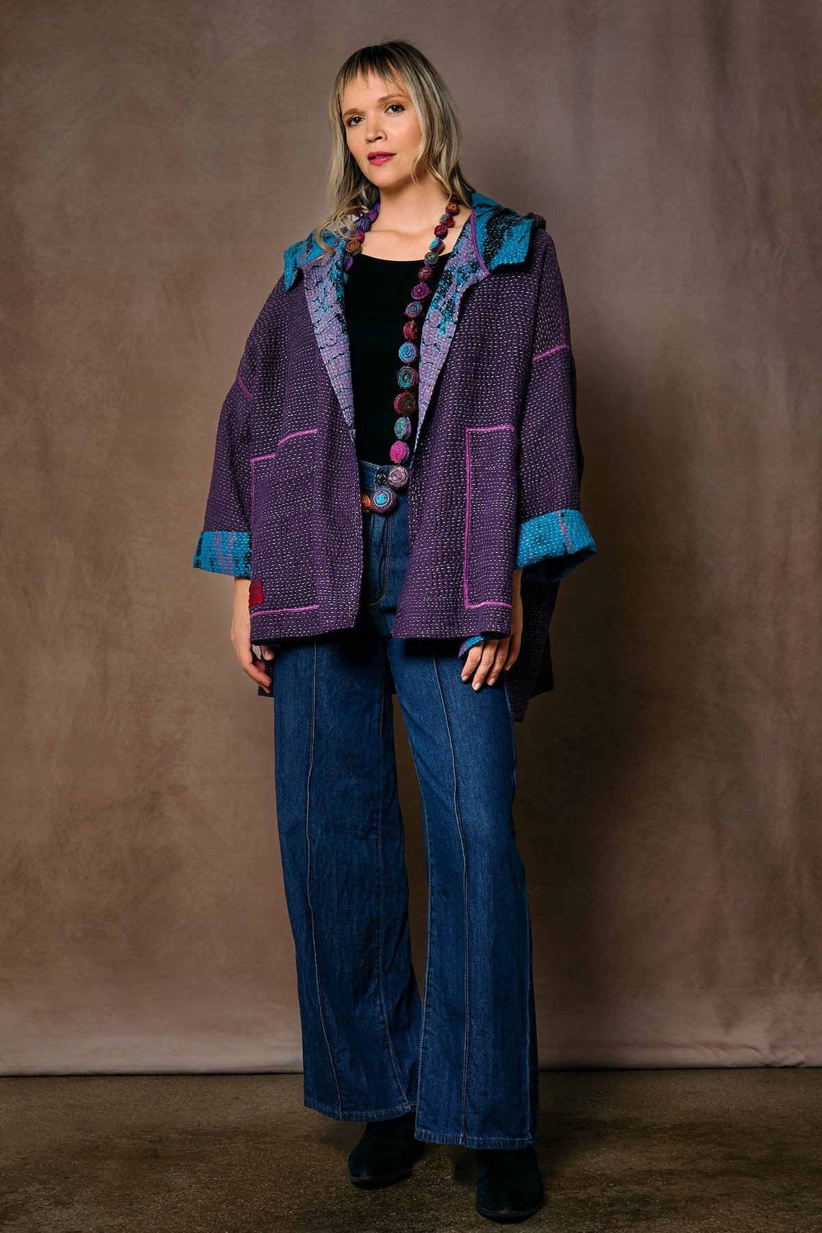 Kantha Hoodie Poncho