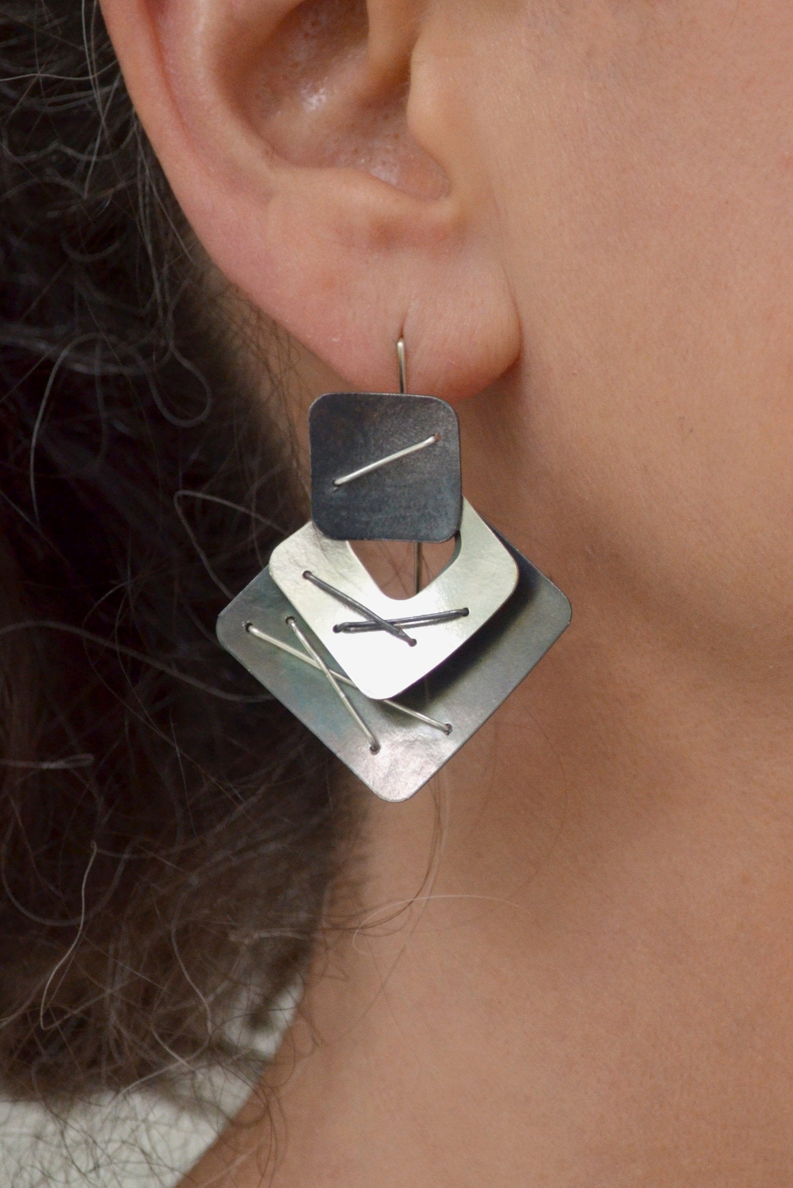 Oxidized Silver Ear Wire