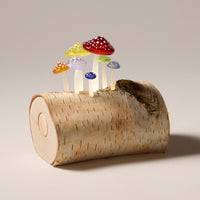 Rainbow Birch Mushroom Log Lamp