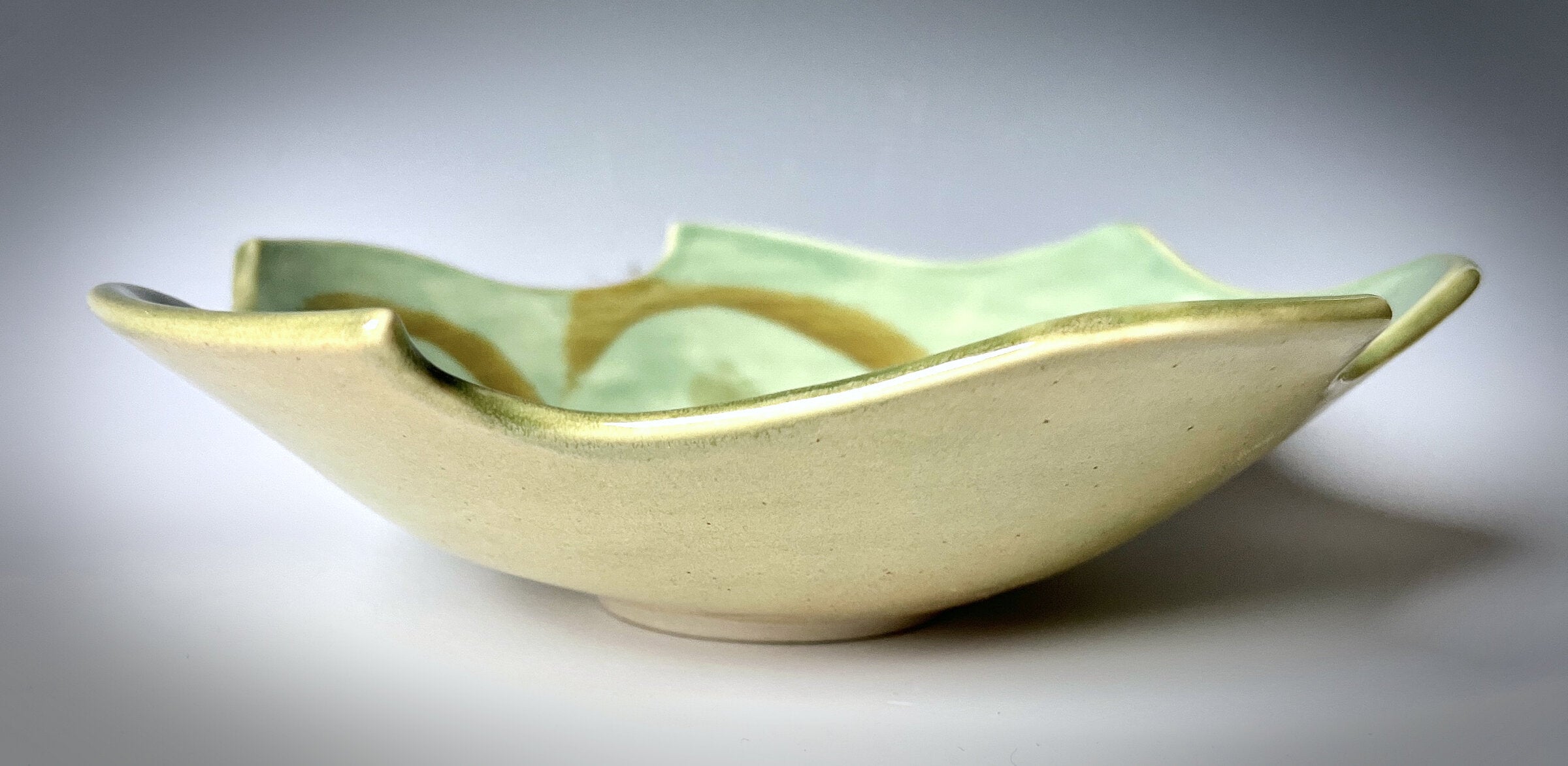Carved Porcelain Bowl #3 with Celadon Glaze