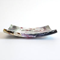Cream and Red Sculptural Glass Dish - Onward Series