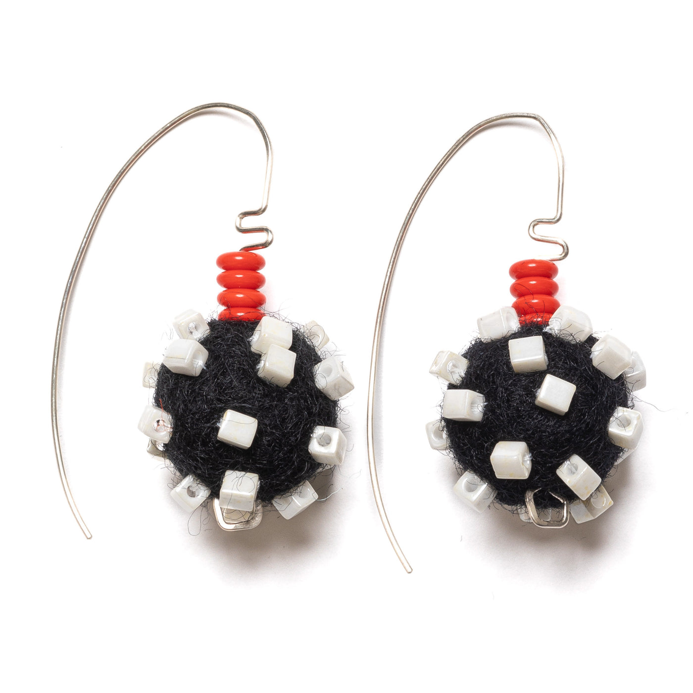 Black with Red & White Beads