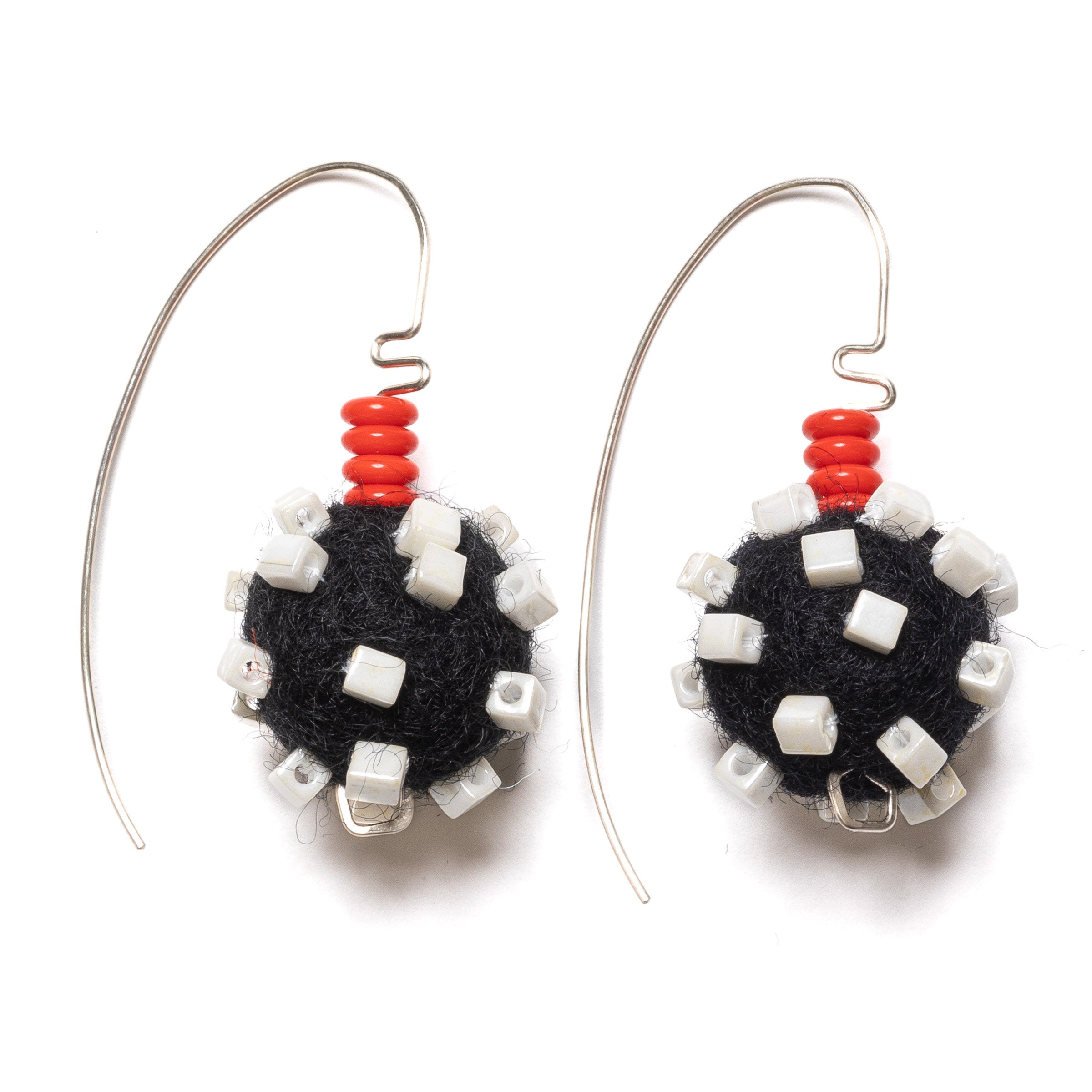 Black with Red & White Beads