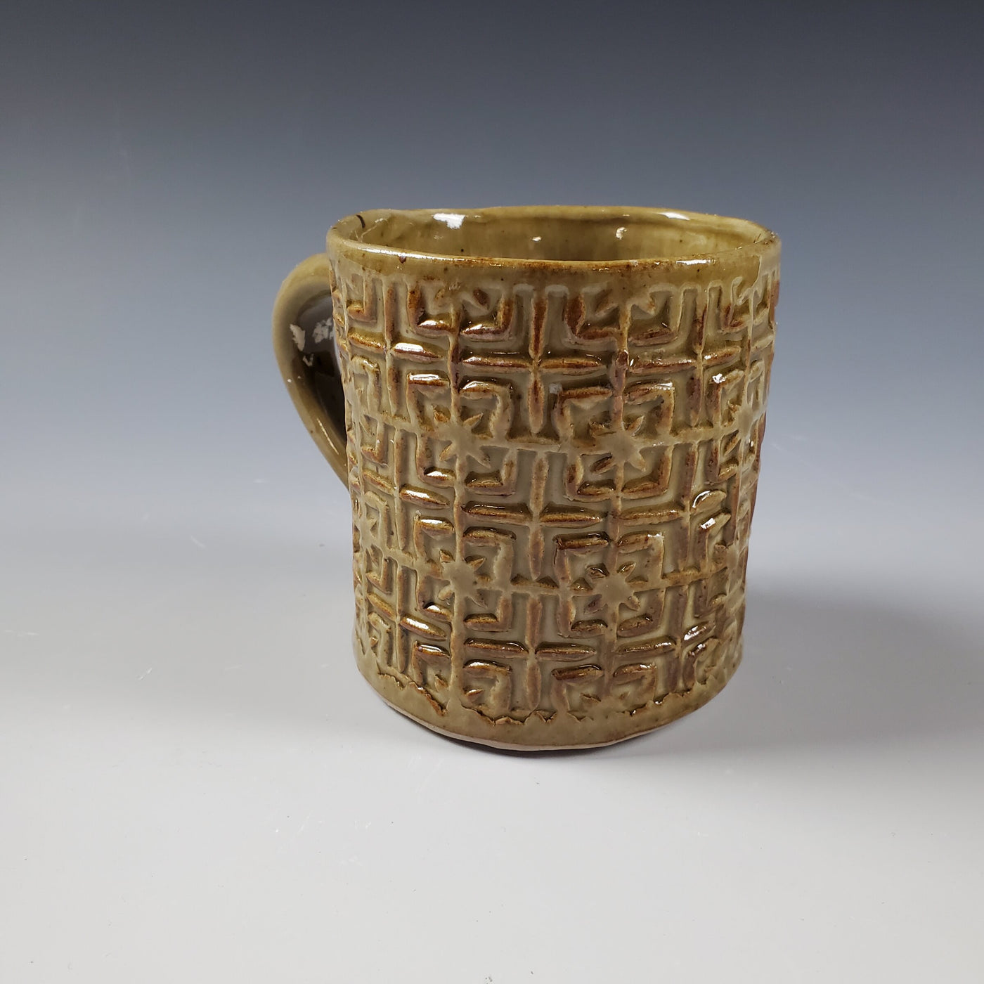 Amber Celadon Handbuilt Mug