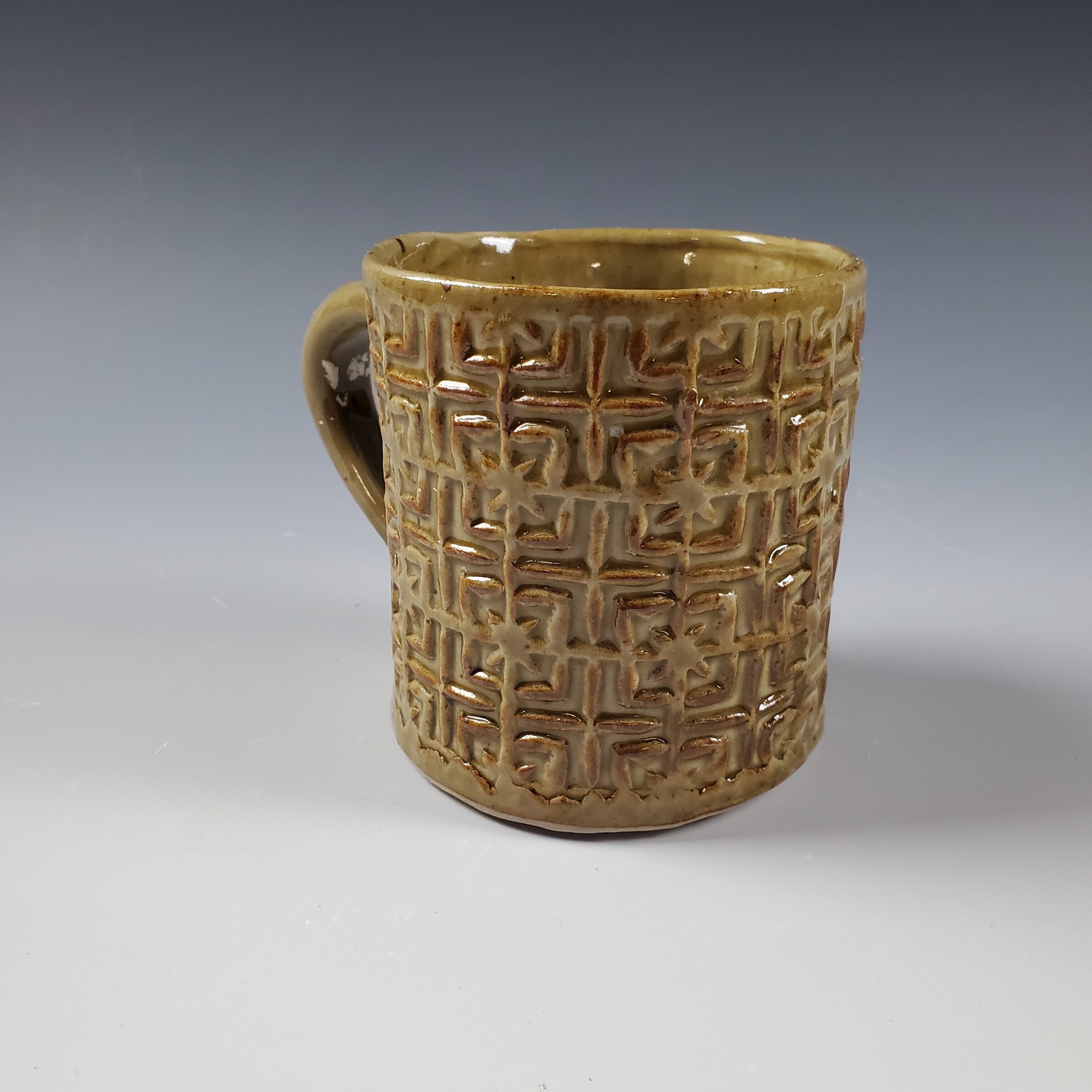 Amber Celadon Handbuilt Mug
