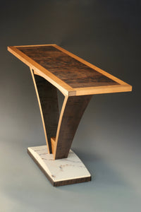 Bridge Table with walnut burl top