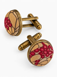 Crimson & Gold Vintage Silk Cuff Links