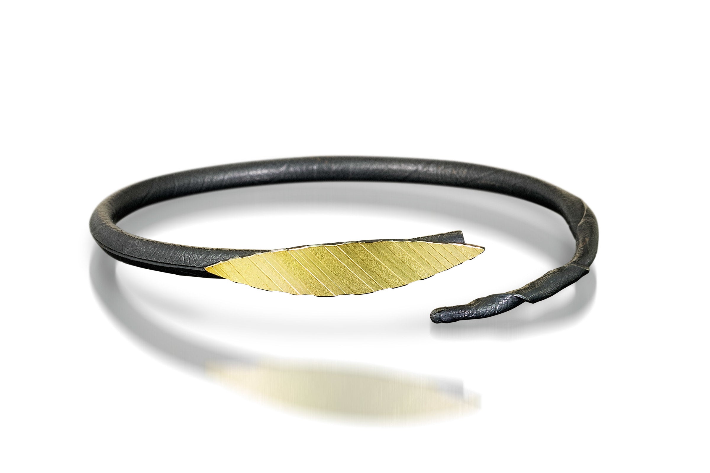 Oxidized Silver with 18K Gold Bimetal Leaf