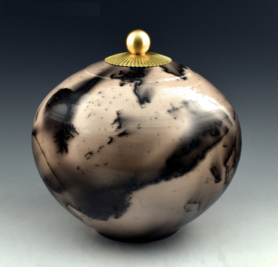 Horsehair Vessel with Brass Finial