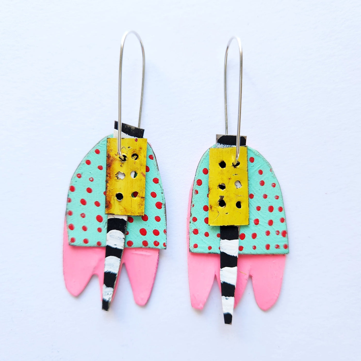 Pink & Polka Dots Arch Earrings