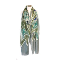 Daffodil Teal - Hand Painted Cashmere blended scarf