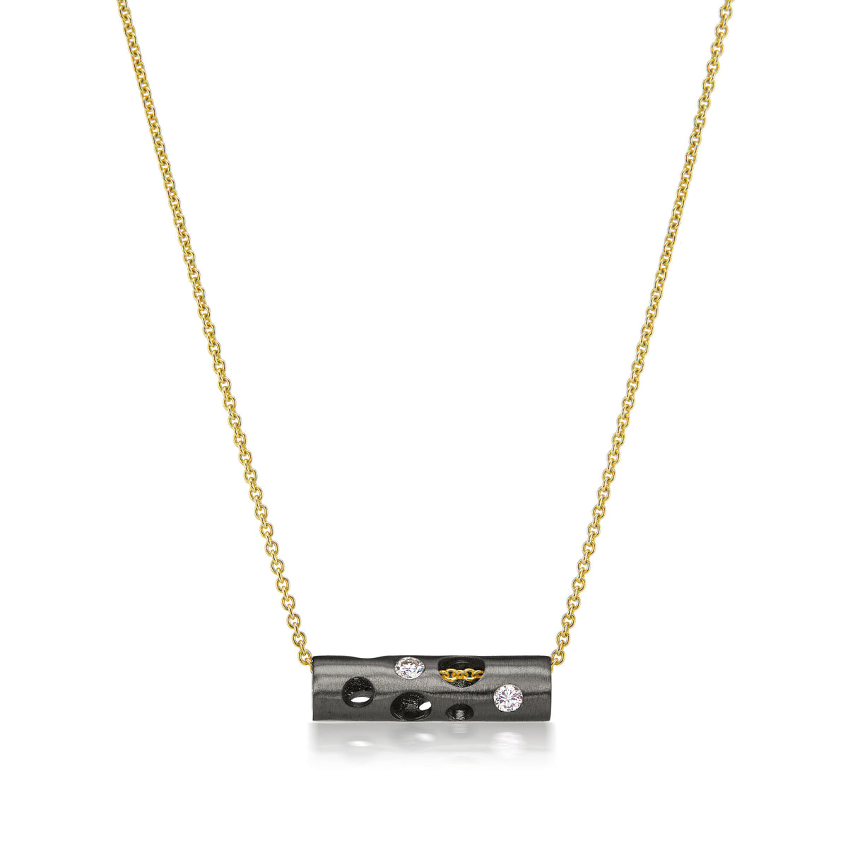 Oxidized Silver with 18K Yellow Gold Chain