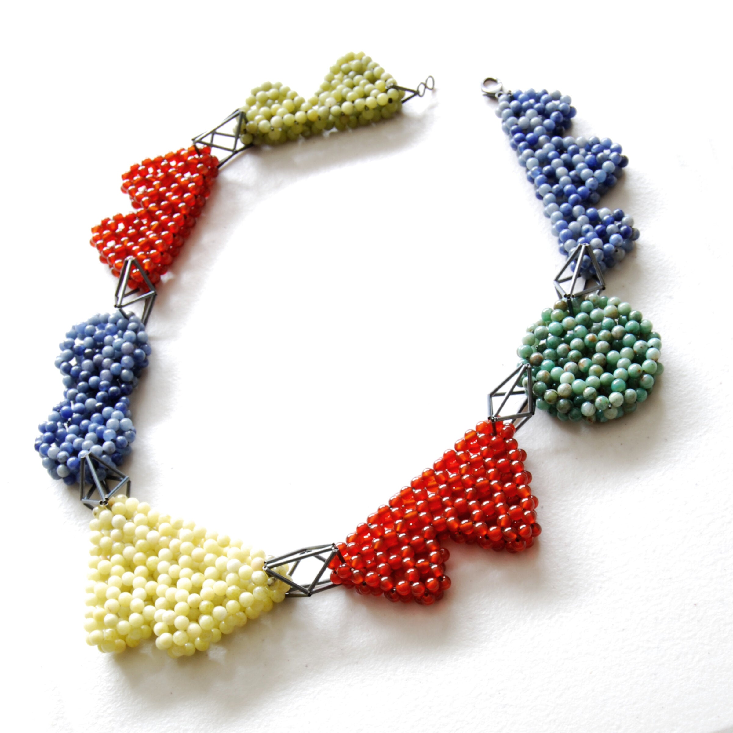 Multi-Color Gemstone Shapes Necklace