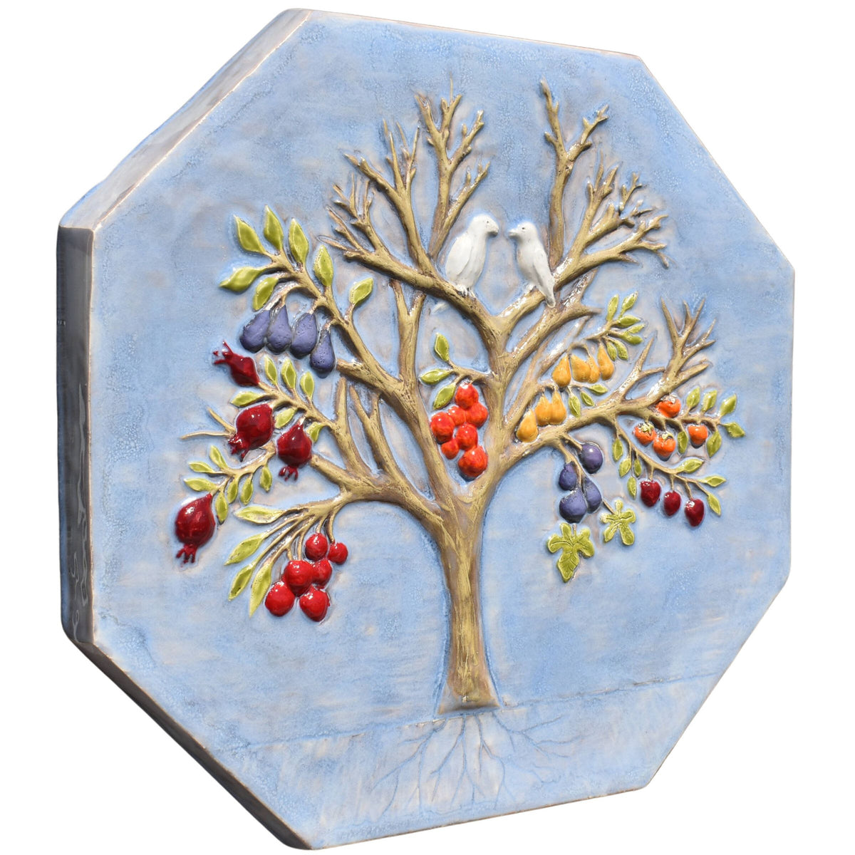 Magic Fruit Tree Octagon Wall Tile in Hyacinth