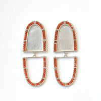Carnelian Segment Oval Arch Earrings