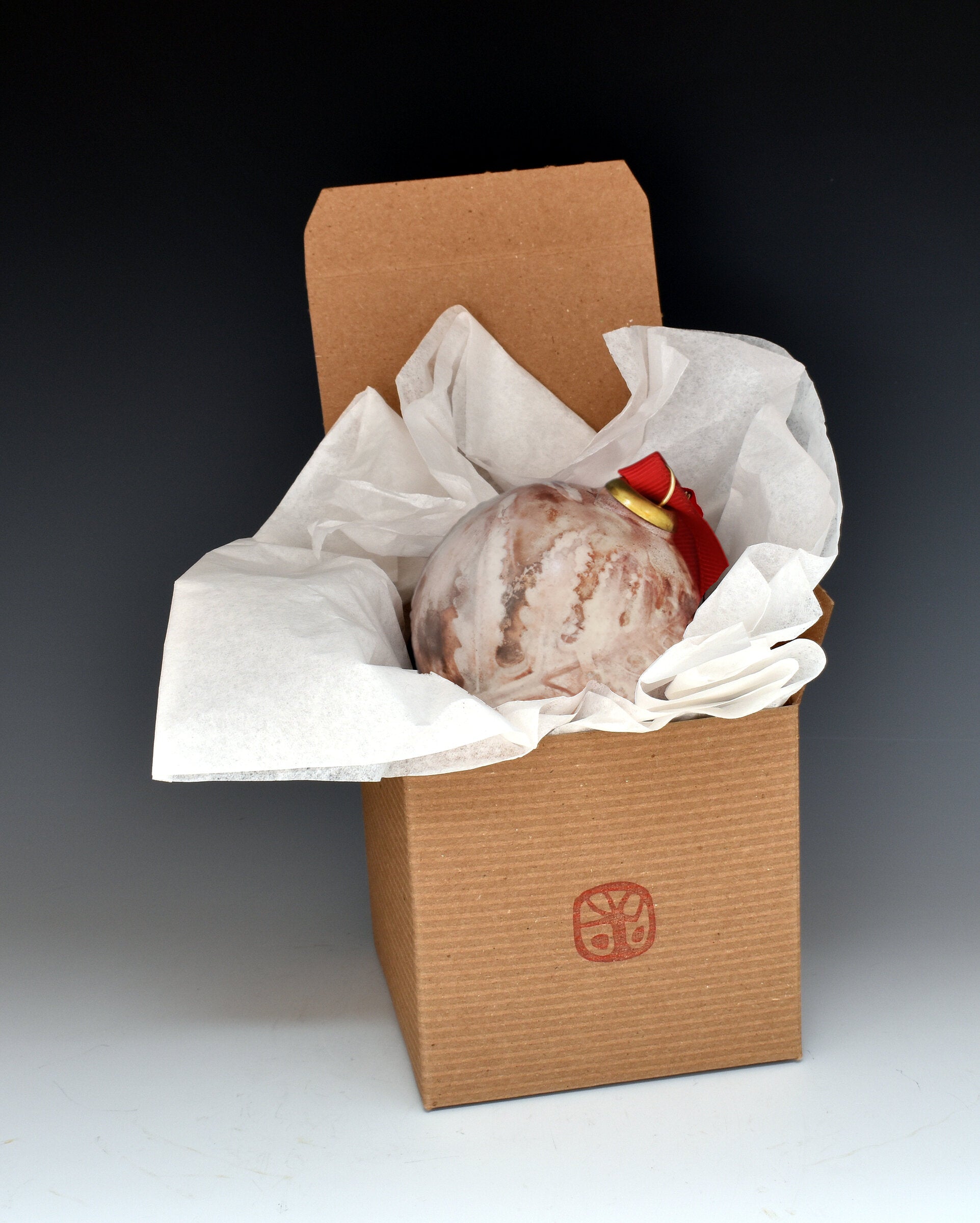 Saggar Fired Terra Cotta Globe Ornament 110