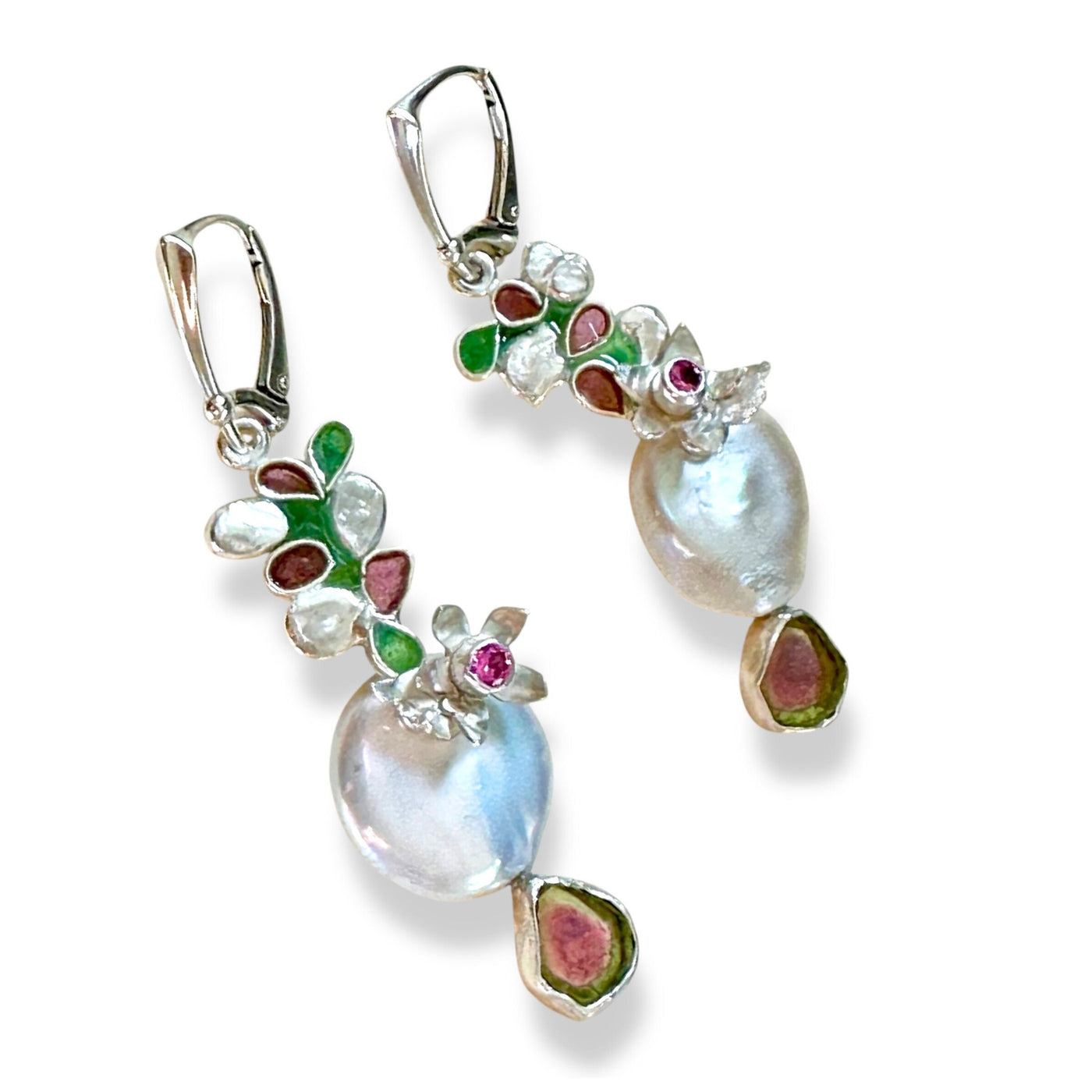 Kinetic Blossom & Tourmaline Earrings