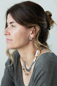 Speckled Hoop Earrings with Diamonds