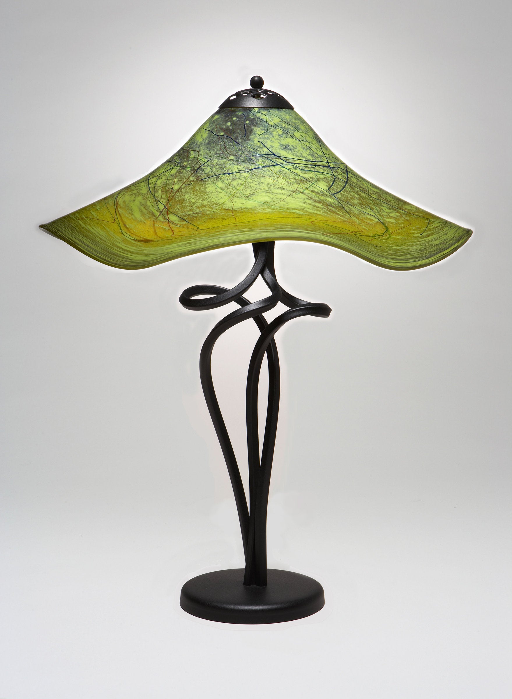 Mossy Green Fluted Spiral Lamp