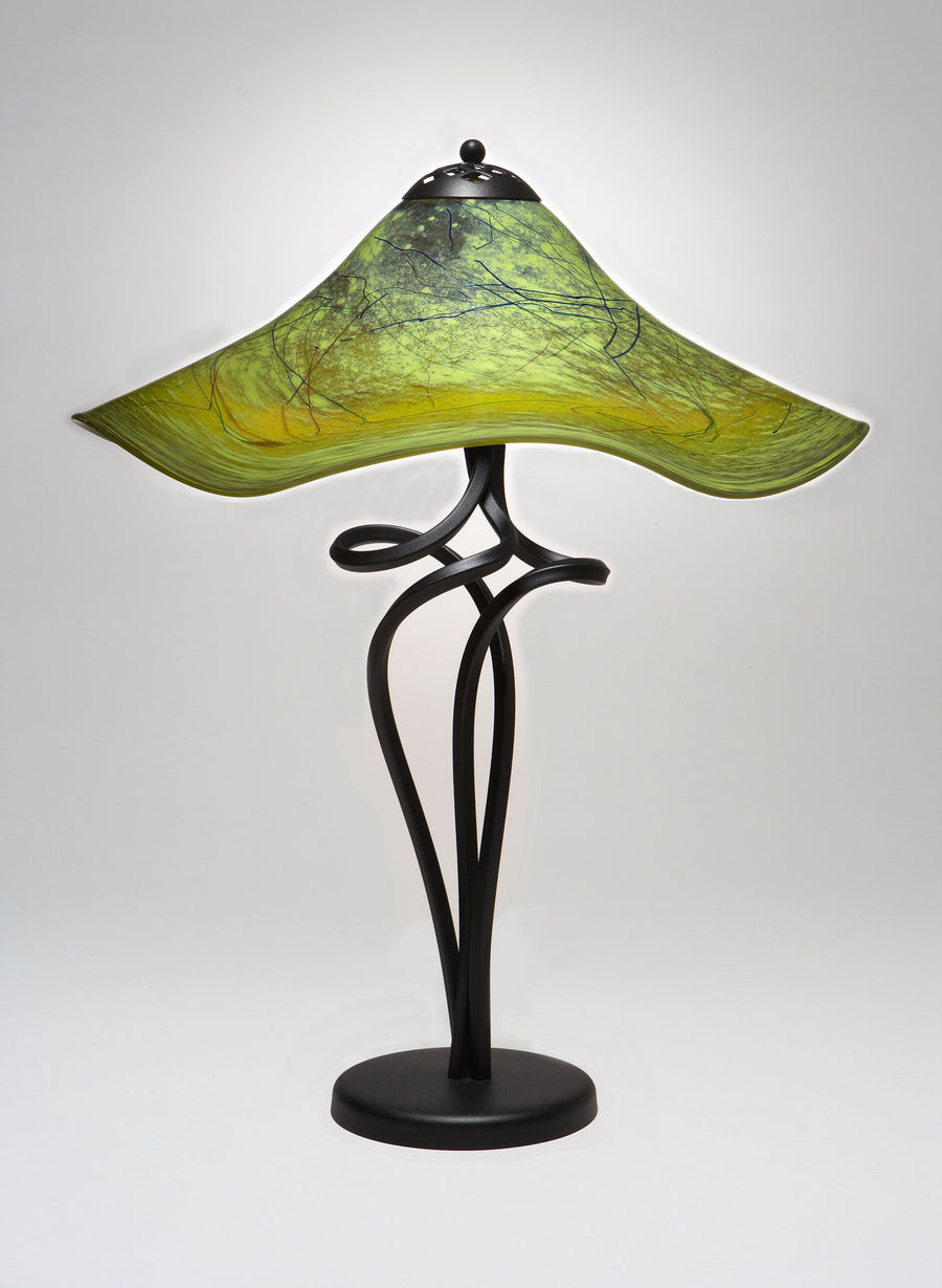 Mossy Green Fluted Spiral Lamp