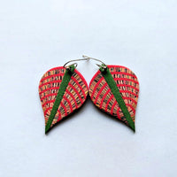 Red Veined Leaves Earrings