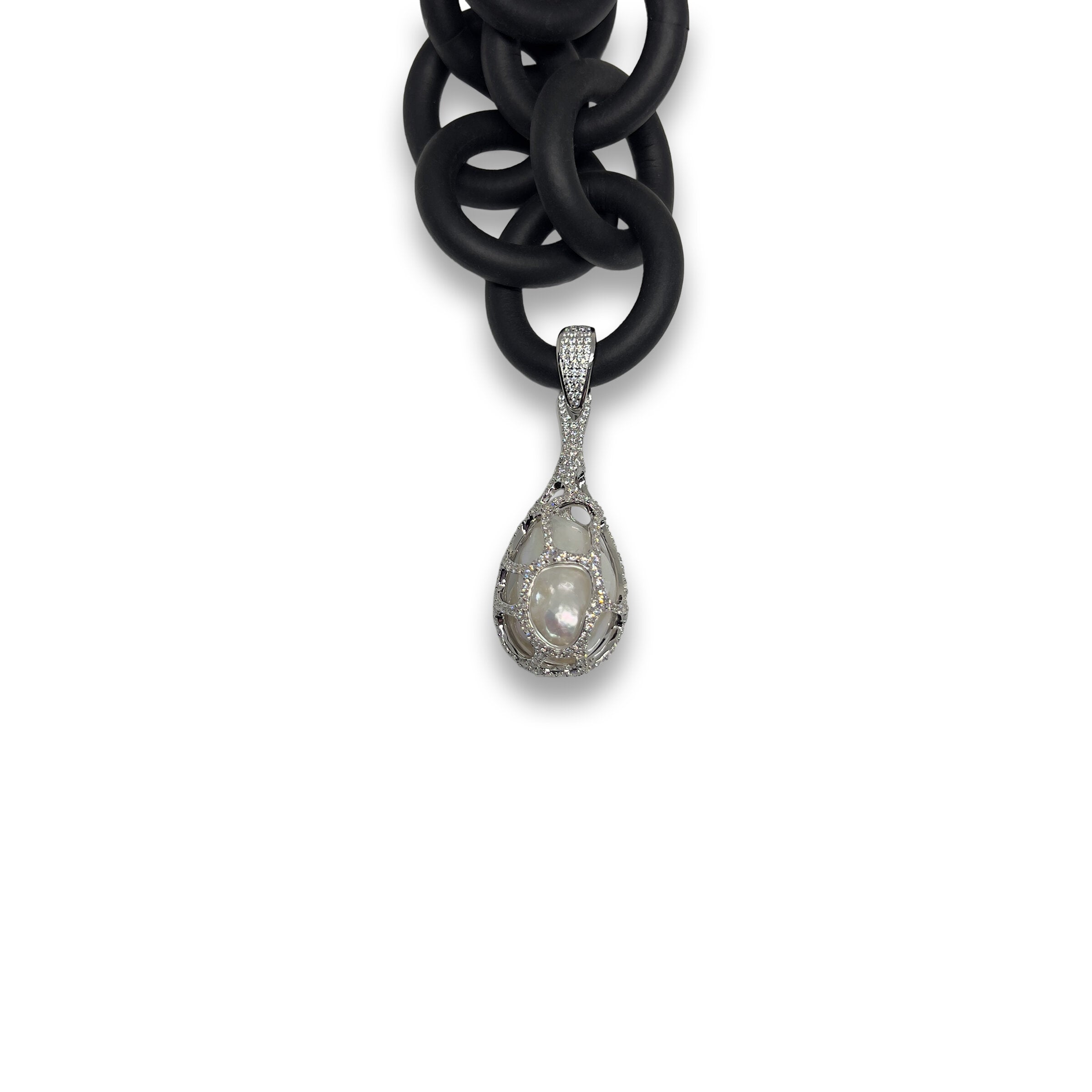 Baroque Pearl Cage Drop Necklace