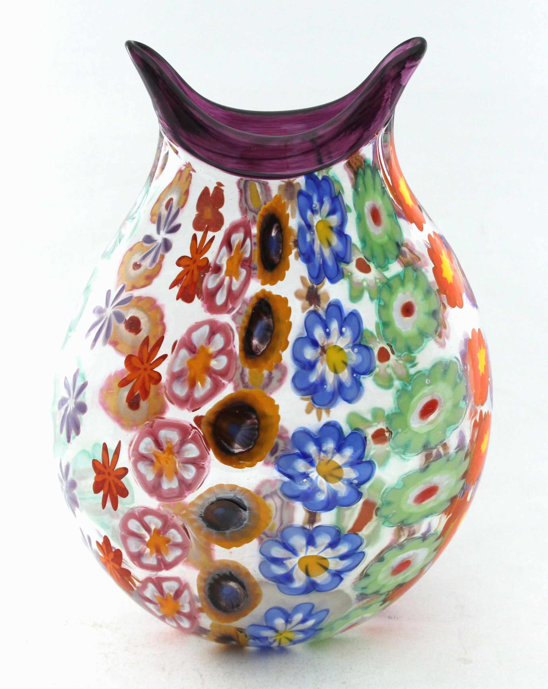 Large Impressionist's Garden Vase with Amethyst Trim