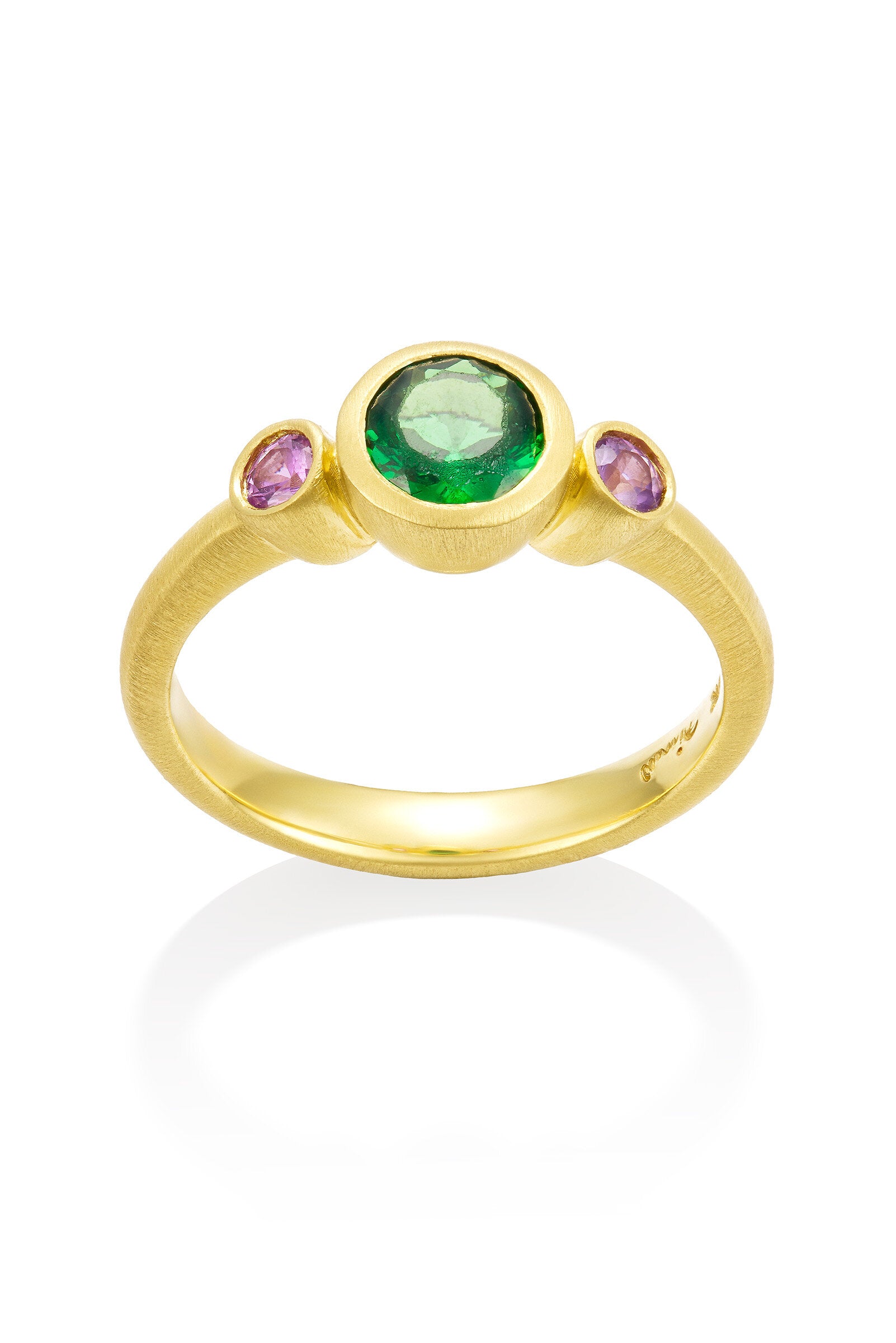 Green Garnet & Pink Sapphire Stacking Ring