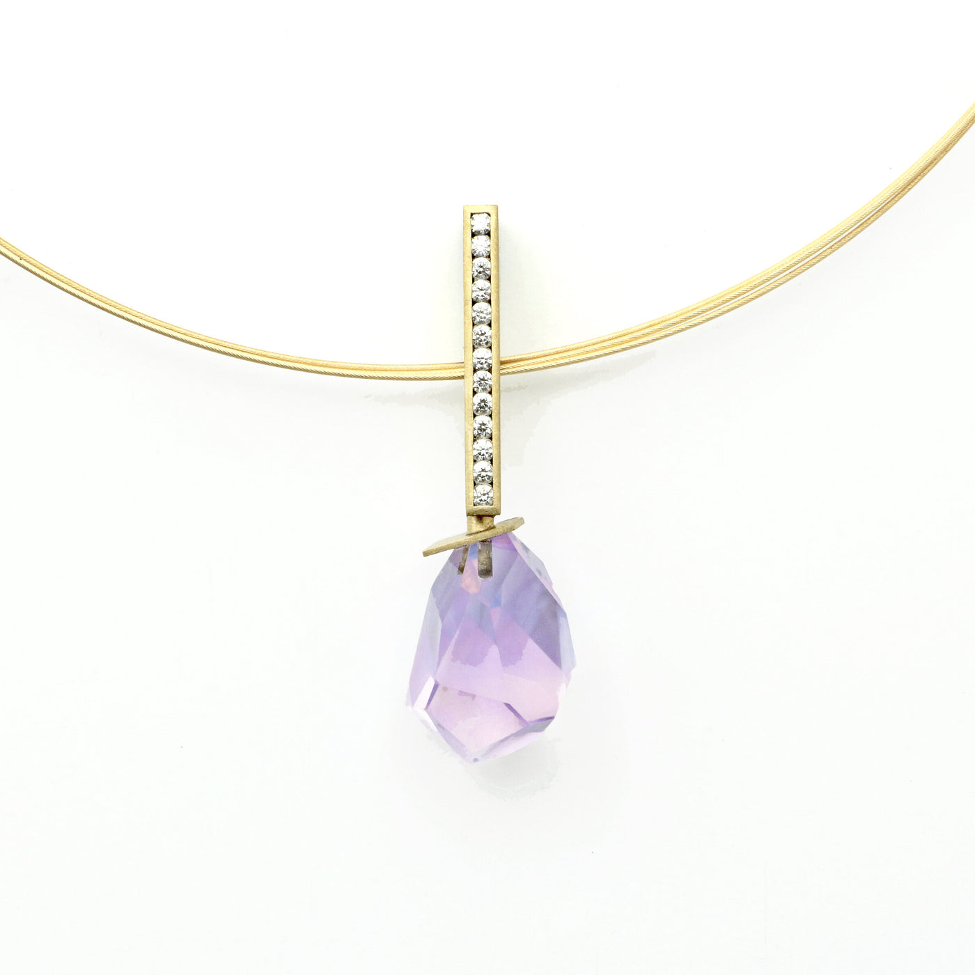 Diamonds & Lavender Quartz Pendant
