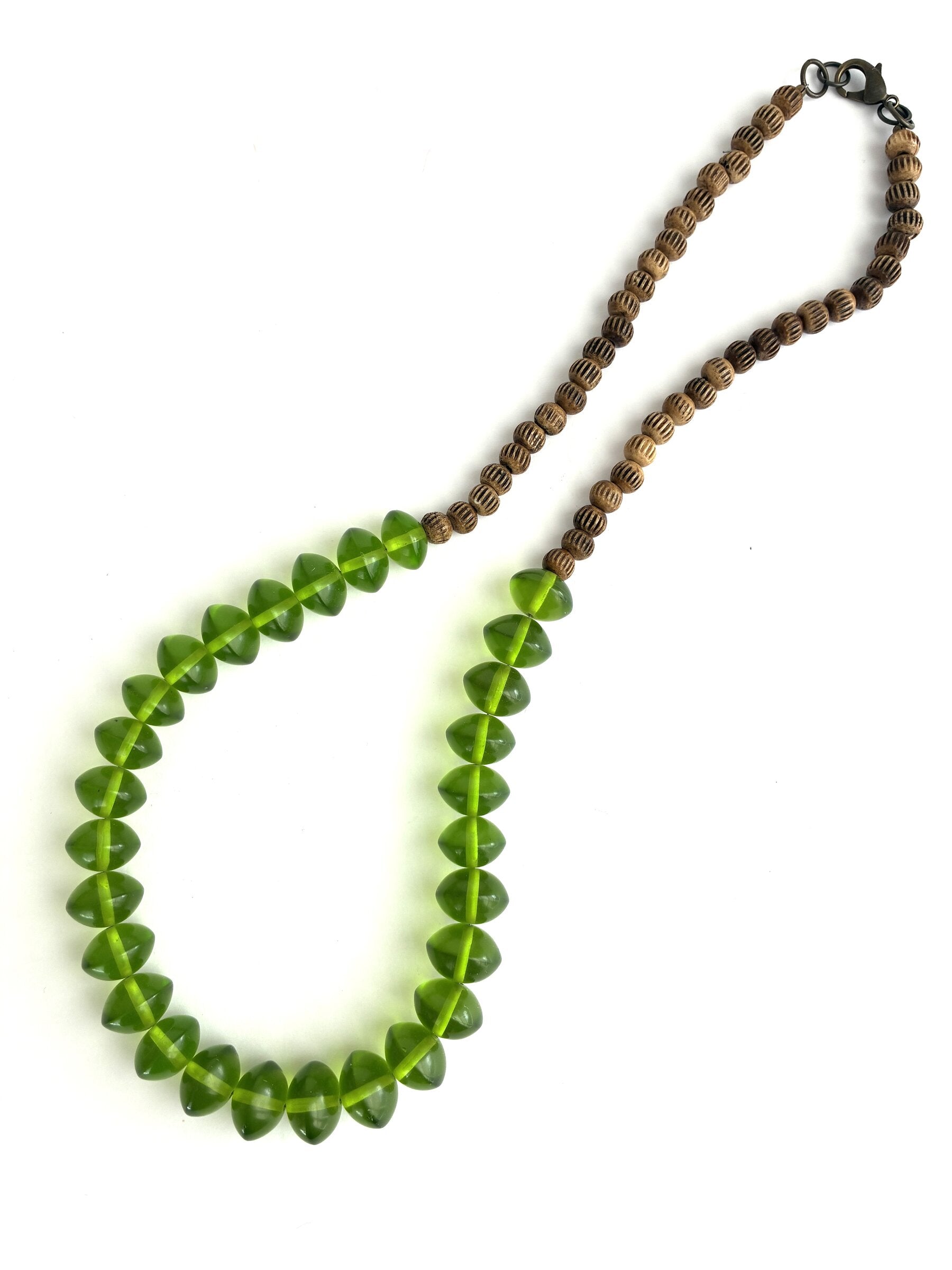 Long Green Resin Bead Necklace