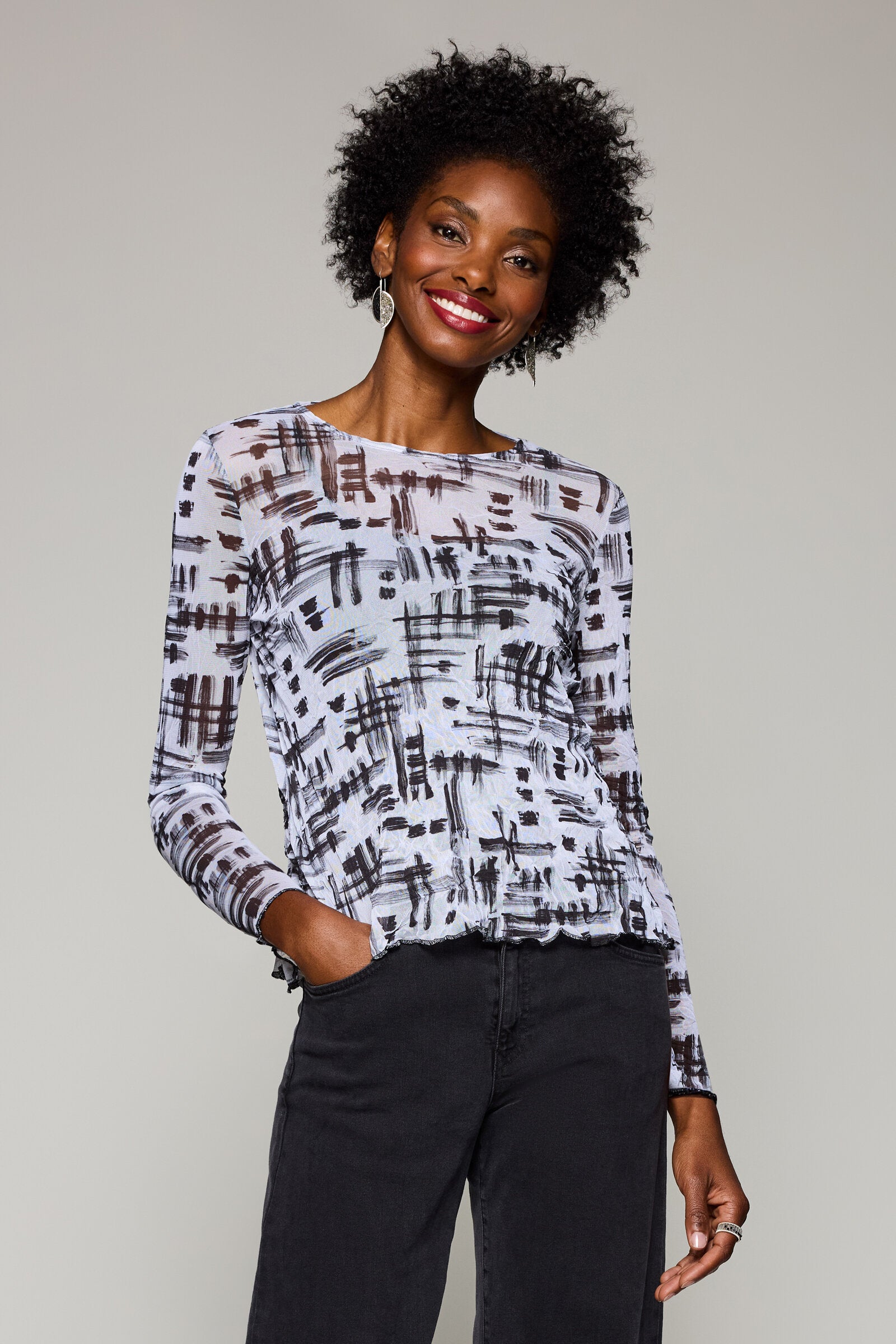 Mesh Jewel Neck Top · Artful Home