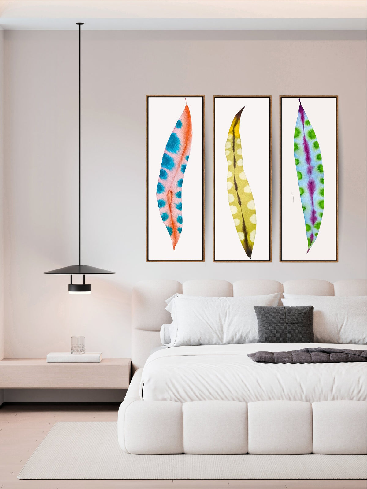 Feather Plant Leaf Triptych
