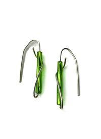Green Swirl Stick Earrings