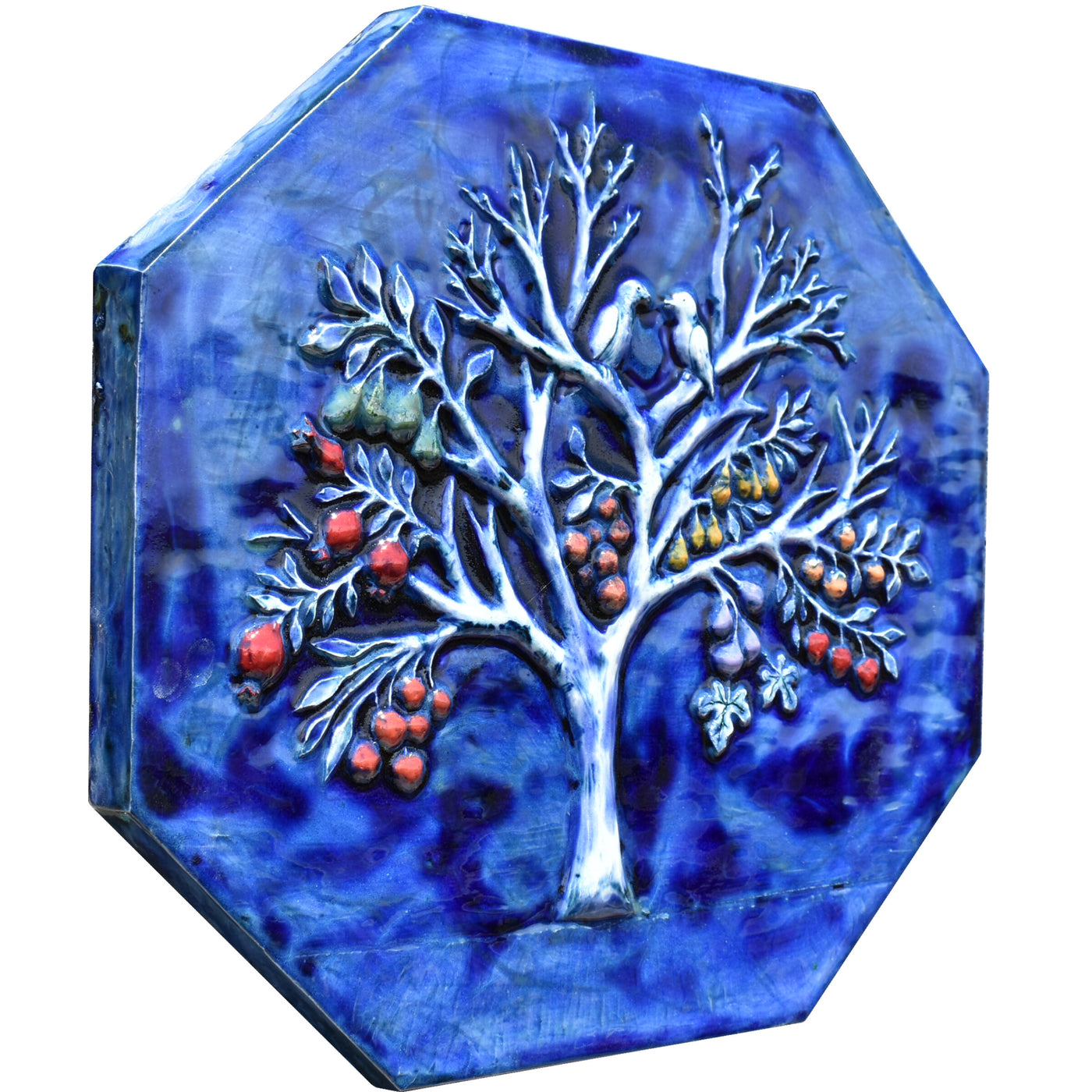Magic Fruit Ceramic Octagon Tile in Dark Blue