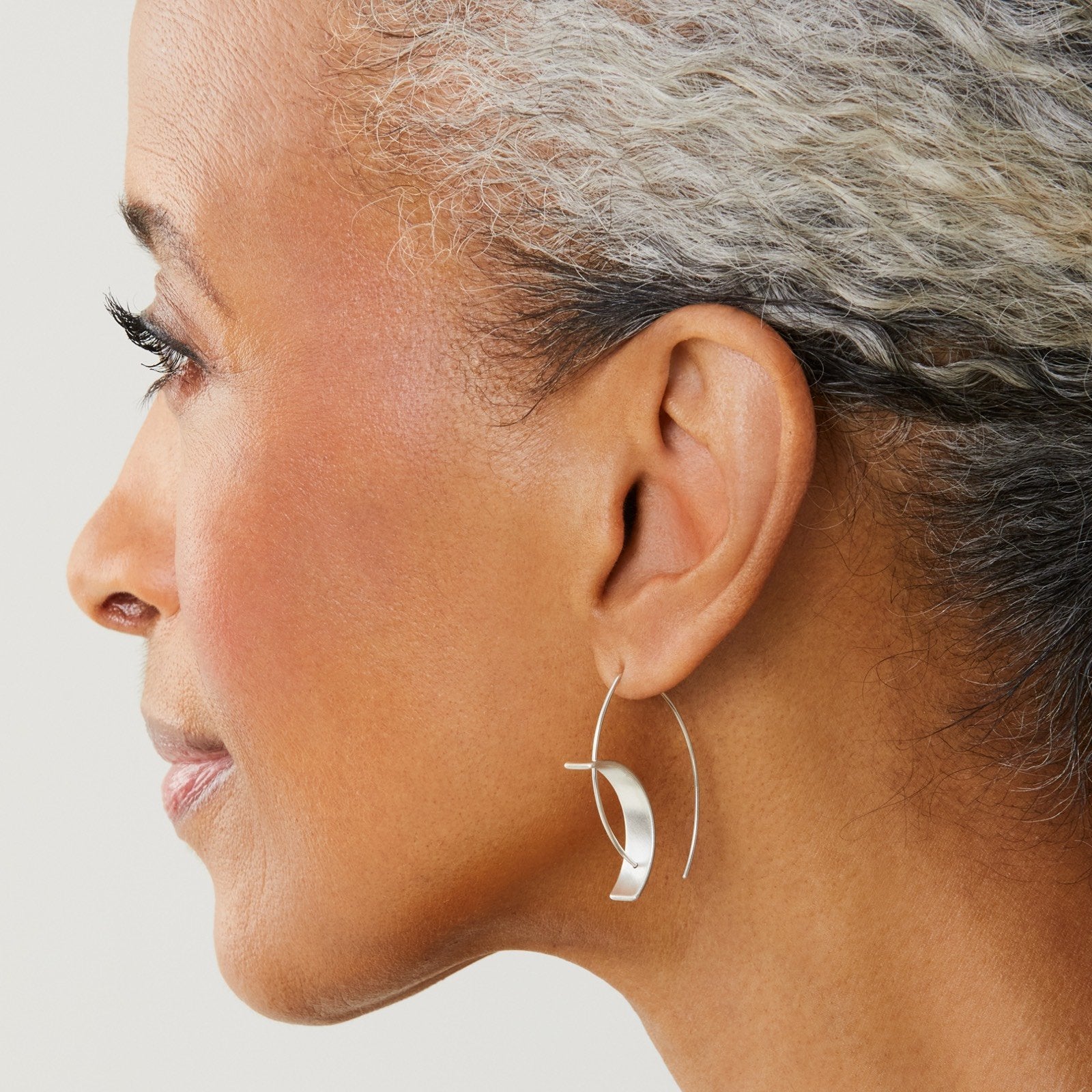 Small, Matte Silver with Polished Silver Ear Wire