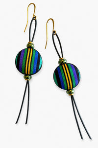 Bright Stripe Vintage Silk Earrings