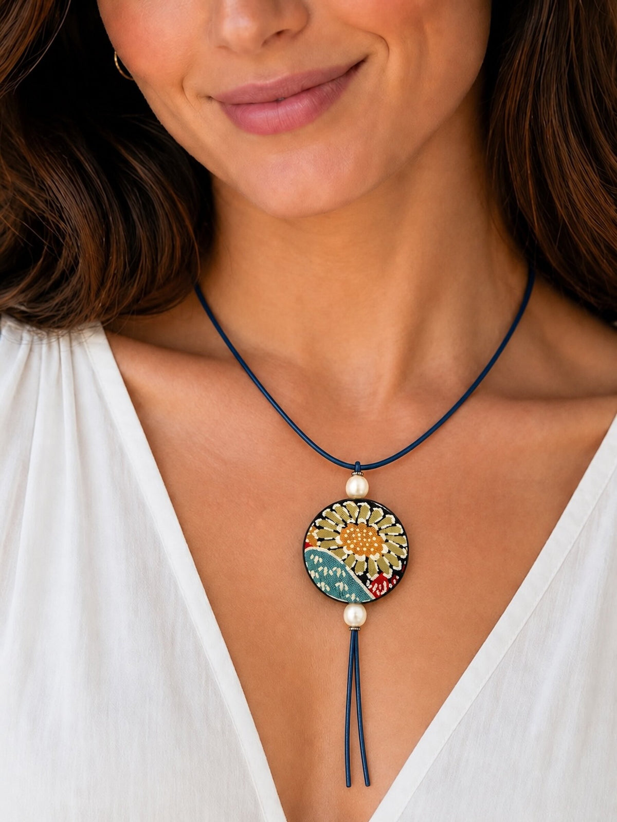 Vintage Kimono Silk Reversible Pendant III