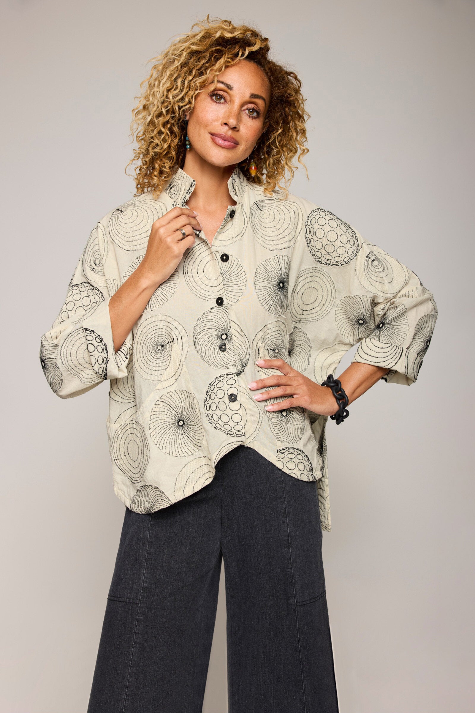Spiral Embroidery Shirt