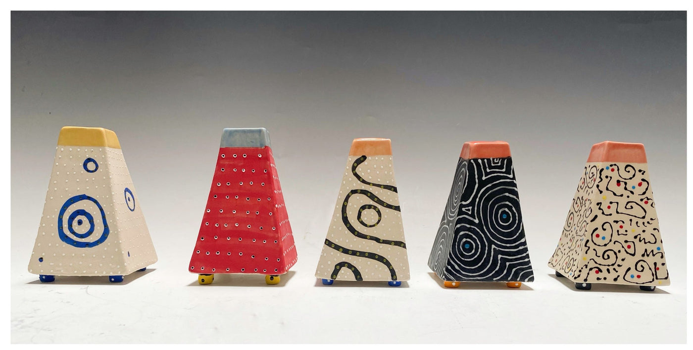 left to right: blue ring, red, blackline, black optix, squiggle