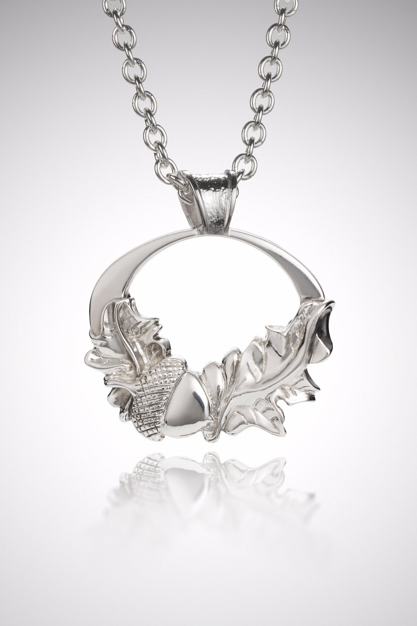 Acorn Oak Leaf Oval Pendant