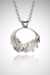 Acorn Oak Leaf Oval Pendant