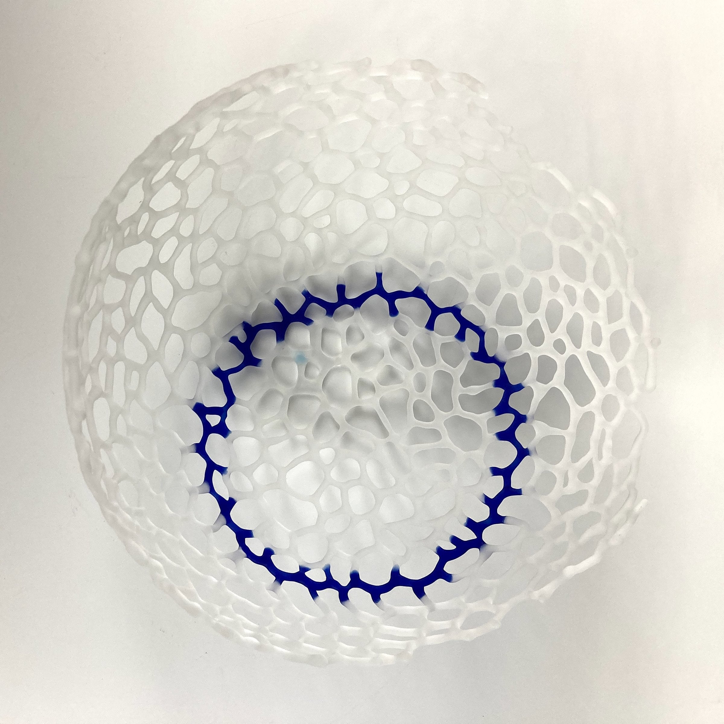 Frosted Basket with Narrow Blue Band