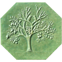 Magic Fruit Tree Octagon Tile in Green Patina