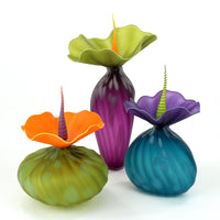 left to right: urchin olive mango, tall plum hyacinth, lima sea