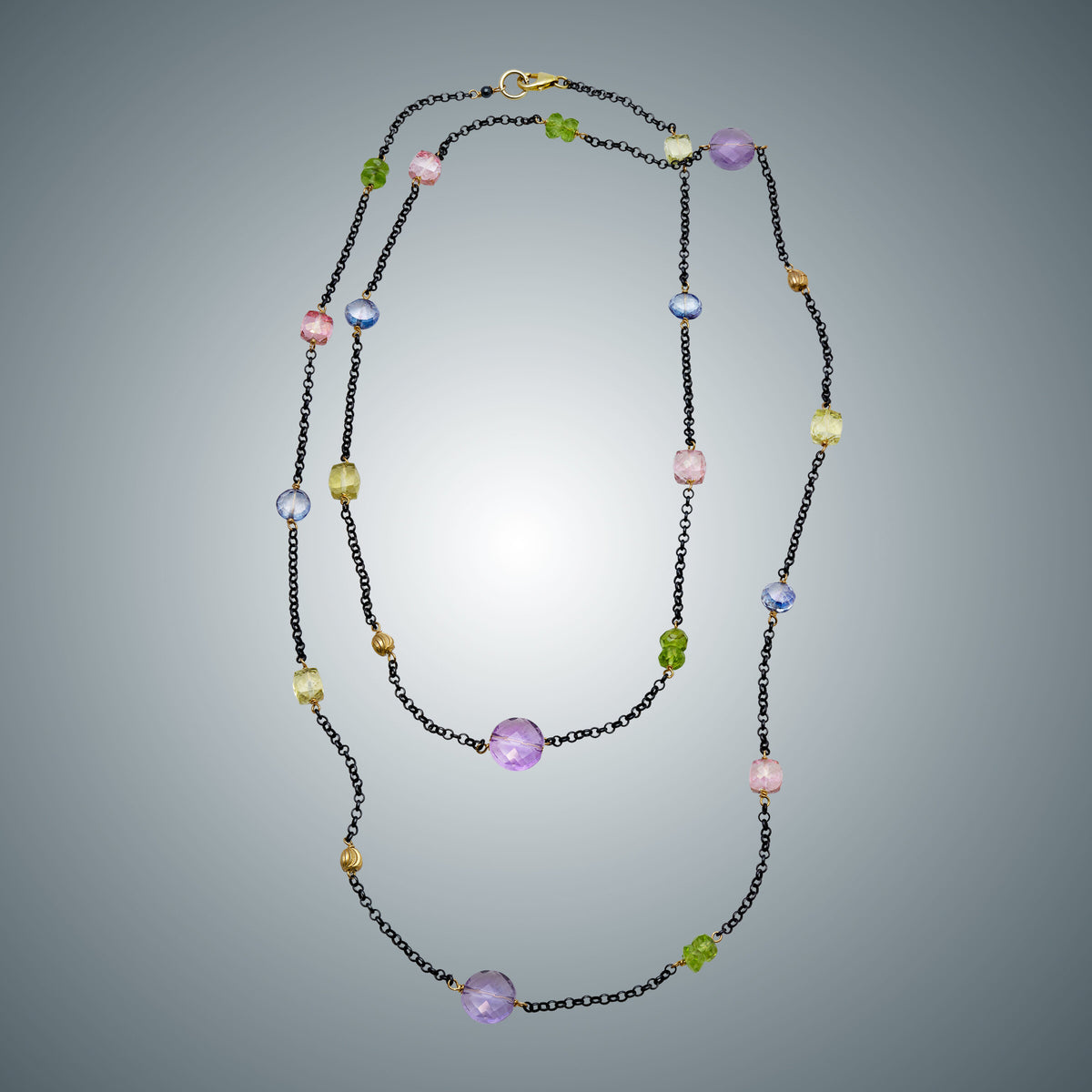 Multi-Color Stone & Sterling Necklace
