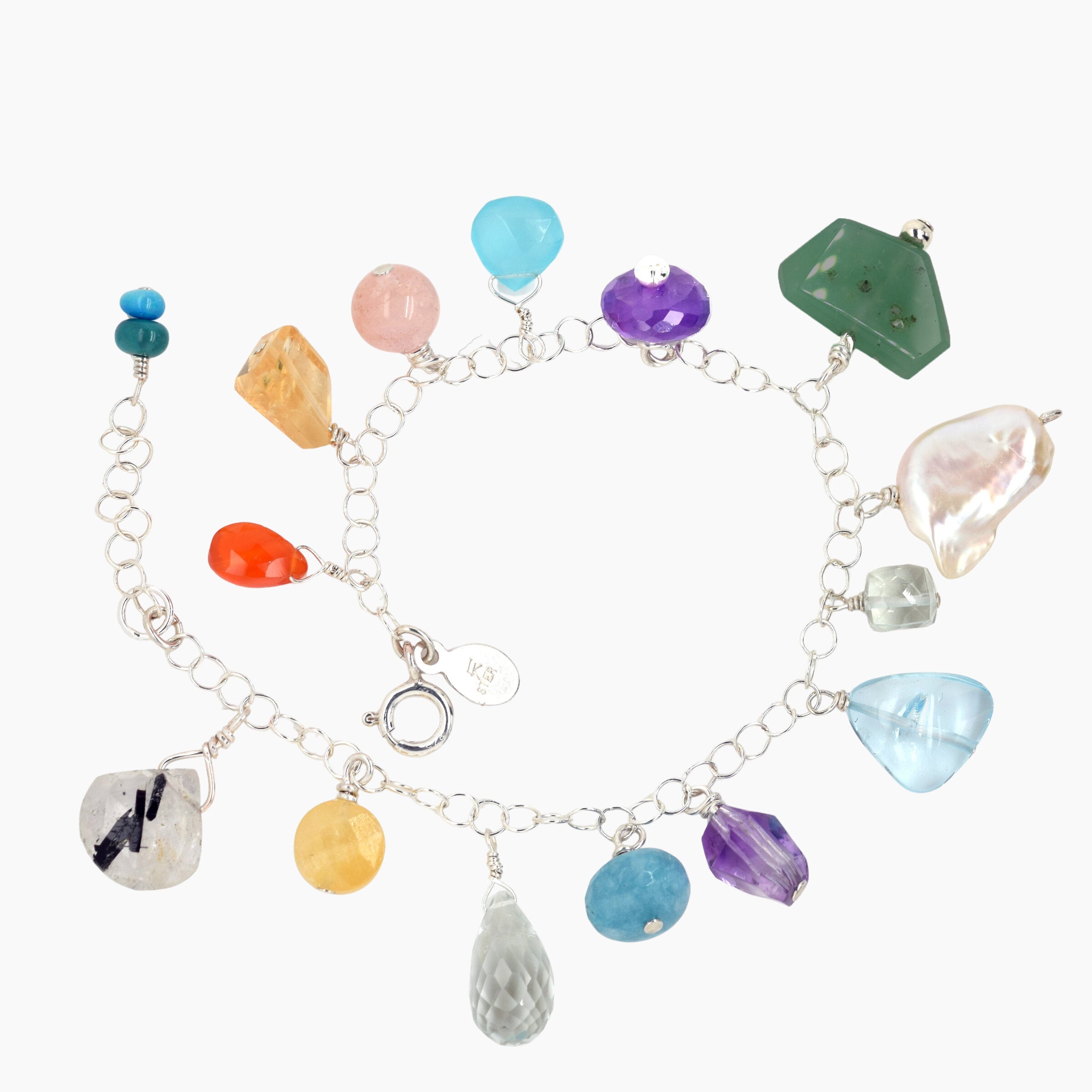 Gemstone Silver Charm Bracelet II