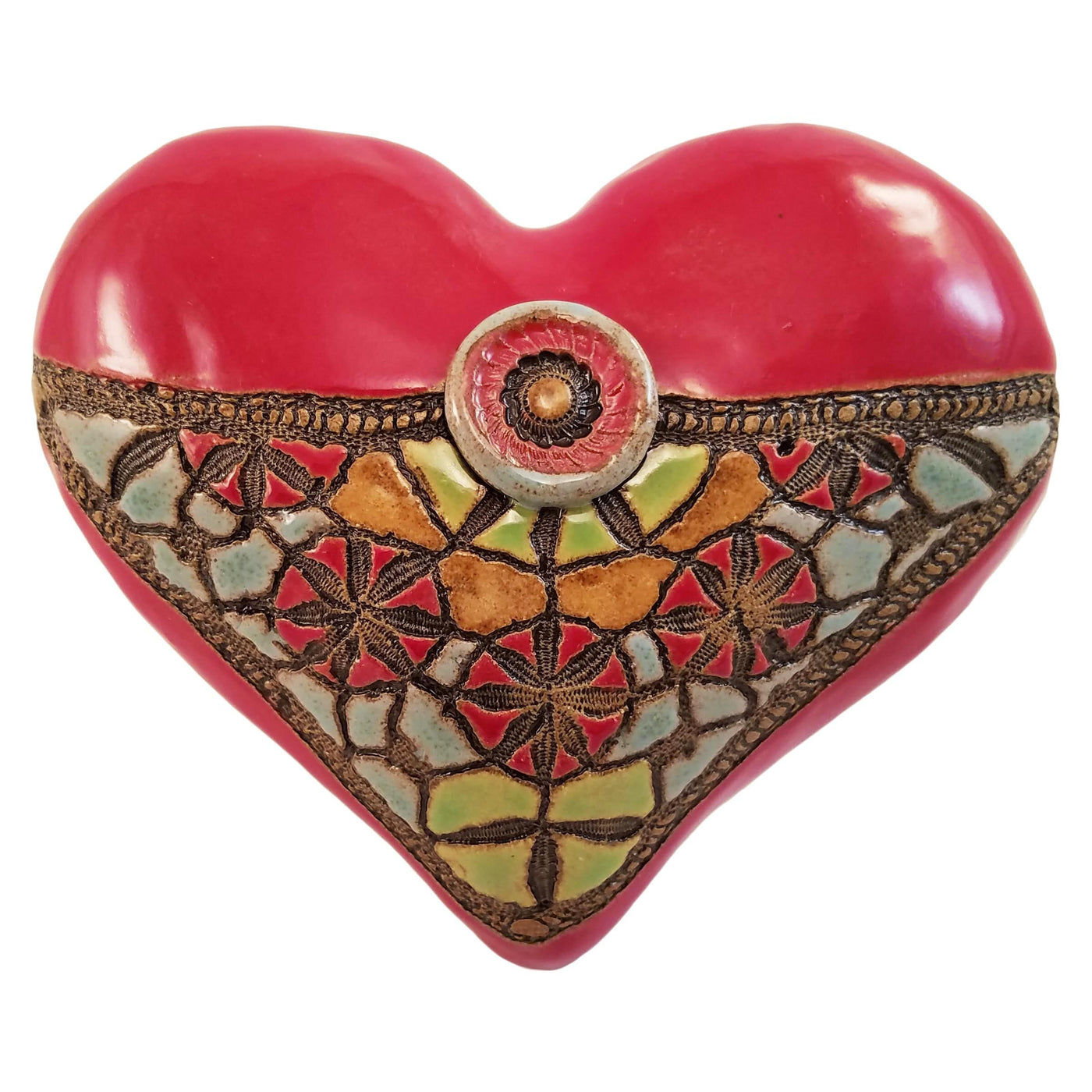 Blanket Stitch and Button in Red