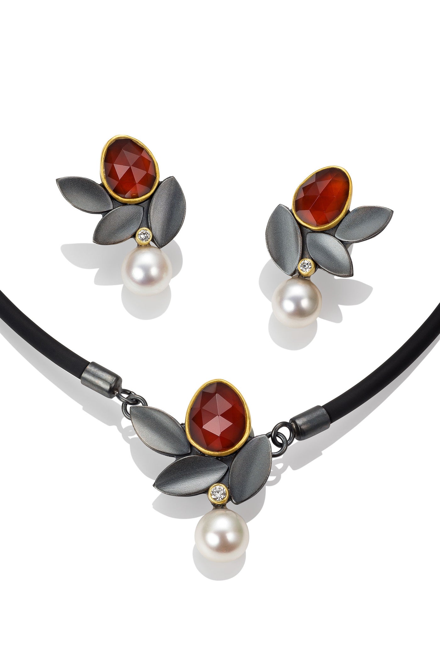 Hessonite Garnet Leaf Necklace